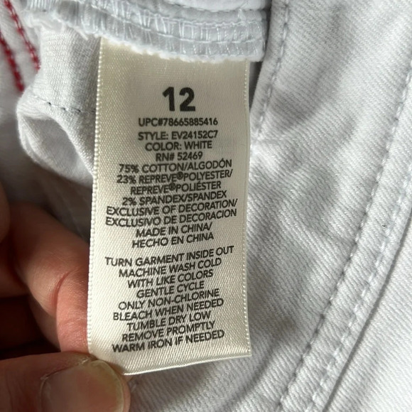 EV1 Red White Blue Stripe White Denim Mini Skirt 12 Racing Cotton Race Preppy - Picture 9 of 11